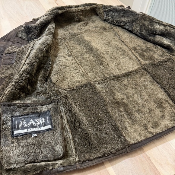 Vintage Flash Leather Sheepskin Shearling Lined Women’s Via Button Up Size Med - Picture 11 of 12